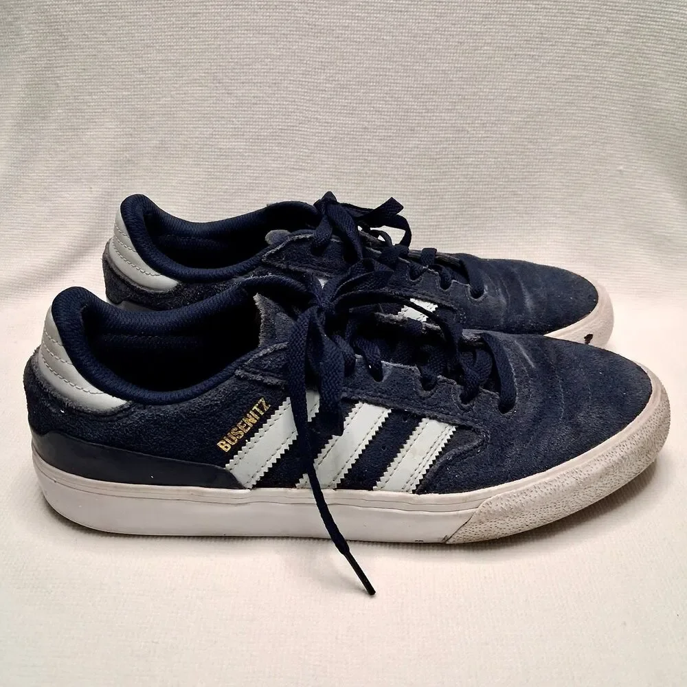 Adidas Busenitz Vulc II Skate Shoes Blue Suede Men 9.5 Low Top Lace Up Rubber